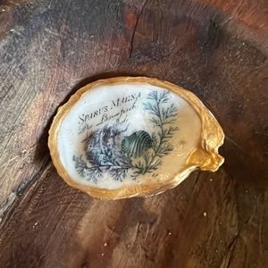 Hand painted decoupage oyster shell, 2.5”